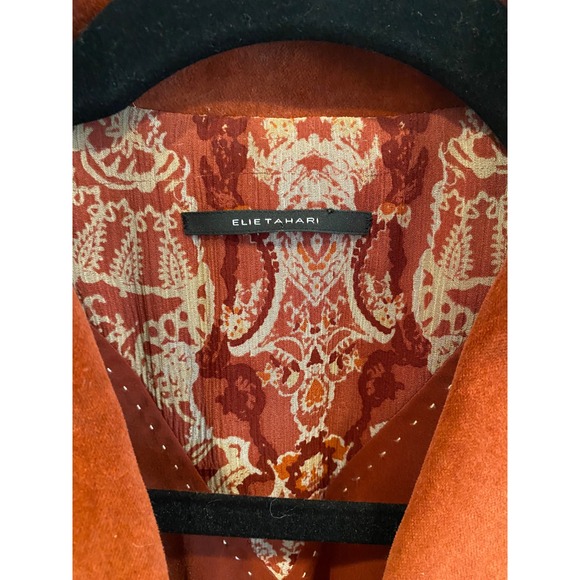 Elie Tahari Women's Rust Orange Blazer Single Button Embellished Pockets - Picture 5 of 9